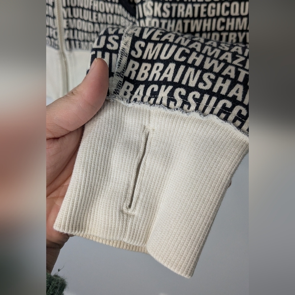 Rare! Lululemon Sz 4 Special Edition Scuba Hoodie Word Written Black White - Picture 2 of 7